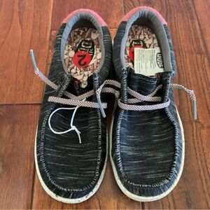 New Hey Dude Wally Stretch Jersey Black Kids Youth Casual Shoes Size 2 🆕